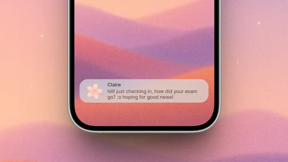 Claire AI notification concept mockup